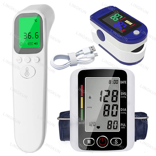 LCD Upper Arm Electronic Blood Pressure Monitor Home Automatic Digital Sphygmomanometer Tonometer Heart Rate Tensiometer