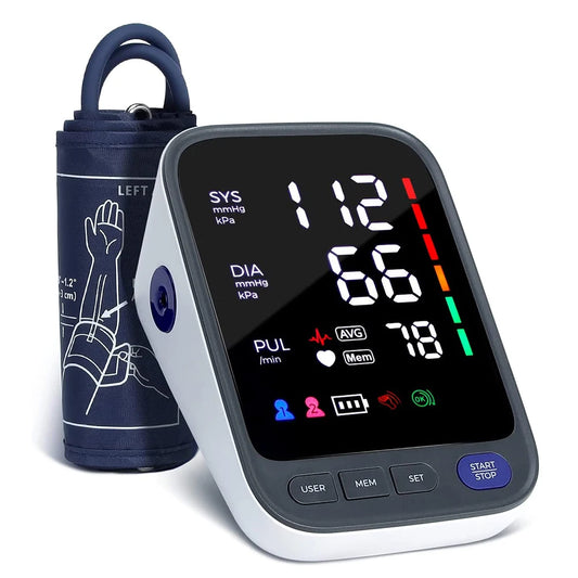 Kingclinic Blood Pressure Machine, Automatic Digital Upper Arm Blood Pressure Monitor with Adjustable Large Cuff