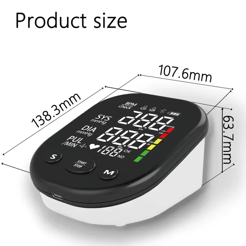 English Voice Arm  Rechargeable Long Time Use Medical Blood Pressure Monitor Digitial LCD Large Screen Sphygmomanometer