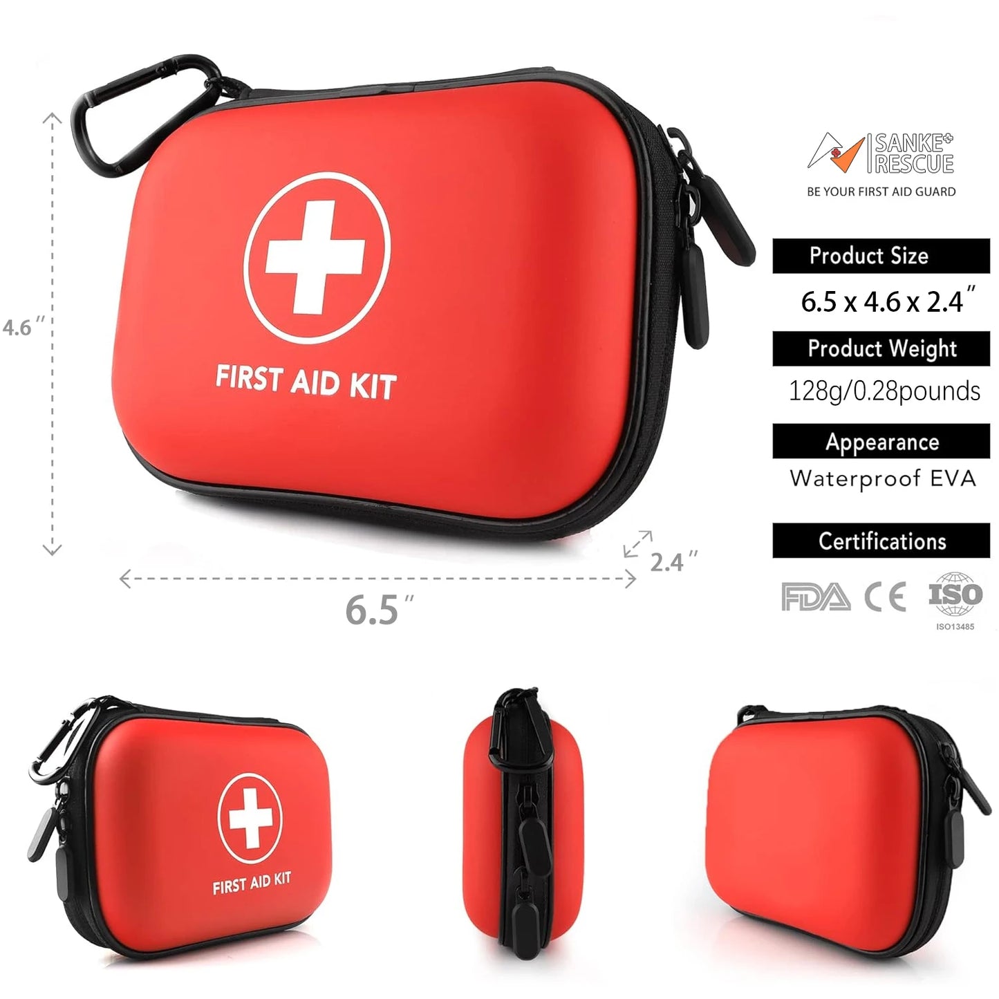 Empty Medical First Aid Storage Bag Sanke Small PU EVA Bag Case for Household Outdoor Travel Camping Equipment Medicine Survival