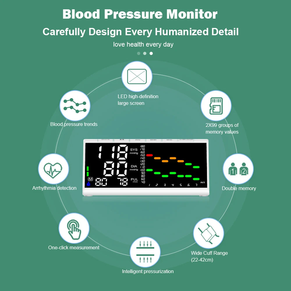 Rechargeable Trend Home Digital Bp Monitor Blood Pressure Household Portable Medical Upper Arm Electronic Blood Pressure Machine