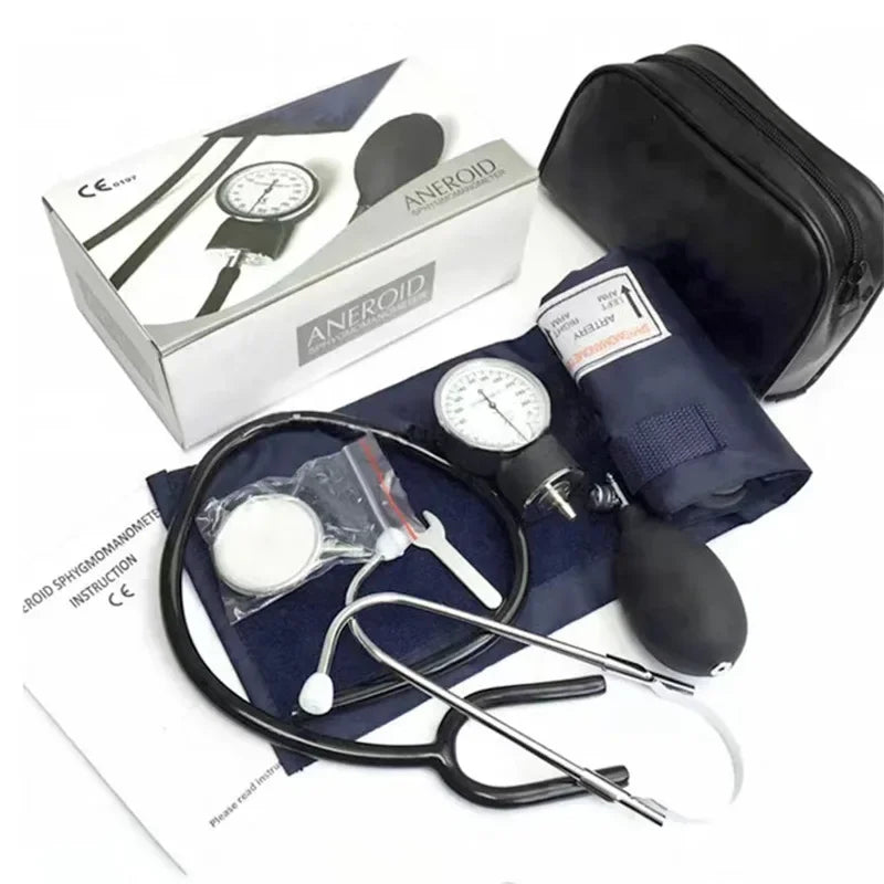 Manual Blood Pressure Stethoscope with Zipper Bag for Adult Home Use Blood Pressure Monitor BP Upper Arm Sphygmomanometer